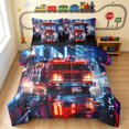 thumbnail image 1 of Erosebridal Fire Truck Twin Bedding, Firefighter Bedding Comforter Set, City Night, Black Reversible 7-Piece, 1 of 6