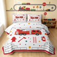 thumbnail image 1 of Erosebridal Fire Truck Twin Quilt Set, Brick Wall Twin Coverlet Set, Brick Wall 2 Pieces 1 Bedspread and 1 Pillowcase, 1 of 7