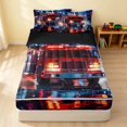 thumbnail image 1 of Erosebridal Fire Truck Zipper Full Size Comforter Sets with Fitted Sheet and 2 Pillowcases, Firefighter Zipper Bedding Set, City Night, Black Reversible, 1 of 7