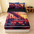 thumbnail image 1 of Erosebridal Fire Truck Zipper Full Size Comforter Sets with Fitted Sheet and 2 Pillowcases, Firefighter Zipper Bedding Set, Sunset City, Black Reversible, 1 of 7