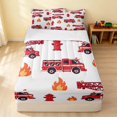 thumbnail image 1 of Erosebridal Fire Truck Zipper Queen Comforter Set with Fitted Sheet and 2 Pillowcases, Firefighter Zipper Bedding Set, White Red, 1 of 7