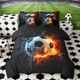 thumbnail image 1 of Erosebridal Fire Water Soccer Bedding Comforter Set, Sport King Bedding Sets for Men and Boys, Black Reversible 7 Pieces, 1 of 6