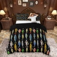 thumbnail image 1 of Erosebridal Fishing Fish Queen Duvet Cover Set, Farmhouse Rustic Bedding, Black Reversible, 1 Duvet Cover and 2 Pillowcases (No Comforter), 1 of 5