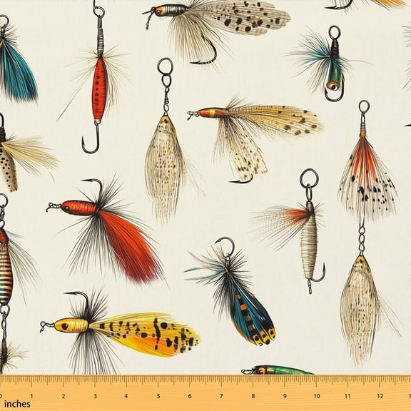 Erosebridal Fishing Lure Fabric by the Yard 2 Yards Fish Hook Sewing Fabric, Pink