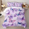 thumbnail image 1 of Erosebridal Floral Butterfly Bed Spread Queen,Purple Watercolor Print Queen Coverlet Set For Girls,3-Piece, 1 of 7