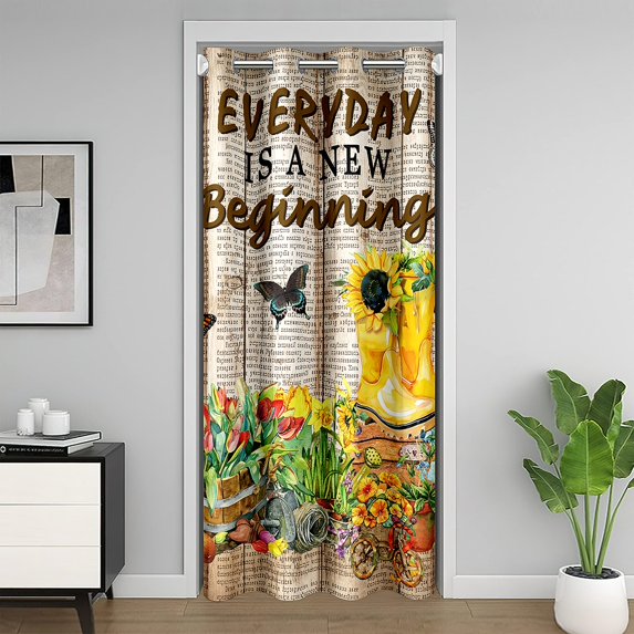 Erosebridal Floral Butterfly Door Curtain Panel 52x84,Rustic Cuntryside Door Drape,Animal Room Decor