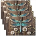 thumbnail image 1 of Erosebridal Floral Dandelion Placemats Set of 4,Dragonfly Table Mats for Dining Table Set of 4 12"x18",Flower Bedroom Decor, 1 of 4