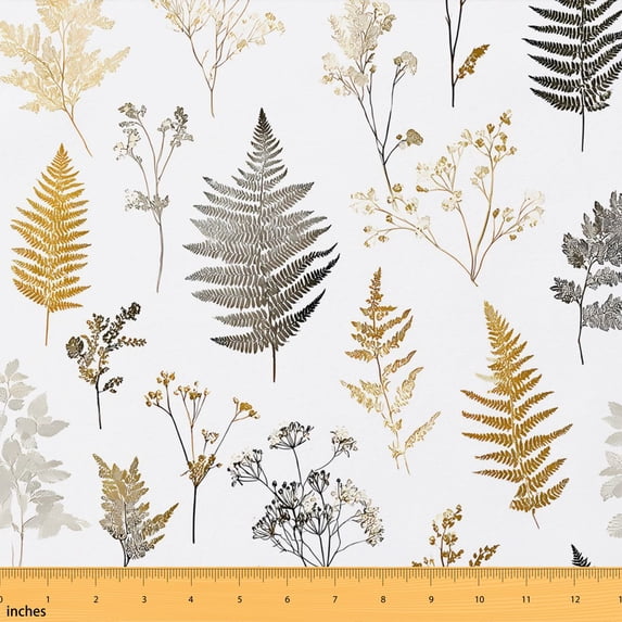 Erosebridal Floral Print Fabric by the Yard 1 Yard Botanical Pattern Home Decor Fabric by the Yard, White