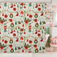 thumbnail image 1 of Manfei Floral Waterproof Shower Curtain 72Wx78L Christmas Bath Curtain, Cream Red, 1 of 5