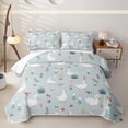 thumbnail image 1 of Erosebridal Floral White Duck Print Twin Quilt Set for Girls Boys, Blue Kids Farm Goose Twin Coverlet Set, 2pcs, 1 of 7