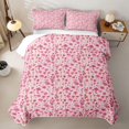 thumbnail image 1 of Erosebridal Flower Strip Quilt Full,Pink Wildflower Pattern Full Bedspread Sets For Girls,3pcs, 1 of 7