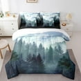 thumbnail image 1 of Erosebridal Foggy Pine Tree Bedding Full Size,Tropical Jungle Plant Comforter Sets with Sheets,Cyan Black Bedding Sets Full Size For Men Women,Microfiber Bedroom Decor Reversible,7 Pieces, 1 of 2