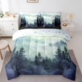 thumbnail image 1 of Erosebridal Foggy Woodland Bed in a Bag King Size,Tropical Botanical Tree Bed Set,Green Blue Bedding King Size For Men Women,Microfiber Bedroom Decor Reversible,7 Pieces, 1 of 6