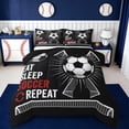 thumbnail image 1 of Erosebridal Football Ball Games Queen Comforter Set,Soccer Sport Themed Bedding Comforter Set For Kids Boys,Reversible black,3pcs, 1 of 7
