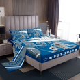 thumbnail image 1 of Erosebridal Football Bed Sheets Set Twin Size Teens Detroit Sheet Set American Football Gifts for Football Fans Women Men Football City Sheets with Deep Pocket Fitted Sheet, 1 of 5