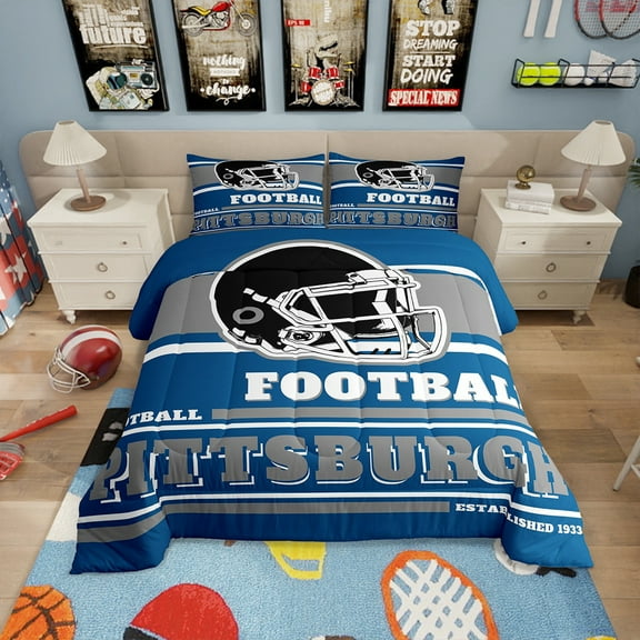 Erosebridal Football Bedding Twin Comforter Set Teens, Breathable 2 Pieces, Navy Blue, Pittsburgh