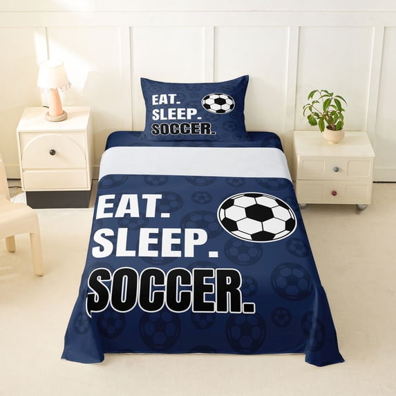 Erosebridal Football Boys Twin Sheet Sets,Soccer Ball Games Bedding For Boys Tees 3 Pieces