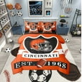 thumbnail image 1 of Erosebridal Football Cincinnati Bedding Sets, Soccer Sport Comforter Sets with Sheets, Orange Black Reversible Bed Sheets Set, Breathable Room Decoration, 7pcs, 1 of 6