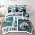 thumbnail image 1 of Erosebridal Football City Bed in a Bag King Size,Green Gray Geometry Patchwork Plaid Bed Set,American Football Rugby Bedding King Size,Luxury Living Room Decor Reversible,7 Pieces, 1 of 7