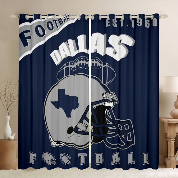 Erosebridal Football City Curtains and Drapes (42x84), Soccer Sport 30%-50% Blackout Curtains for Bedroom, Navy Curtains for Living Room, Bedroom Curtains Bedroom Decoration