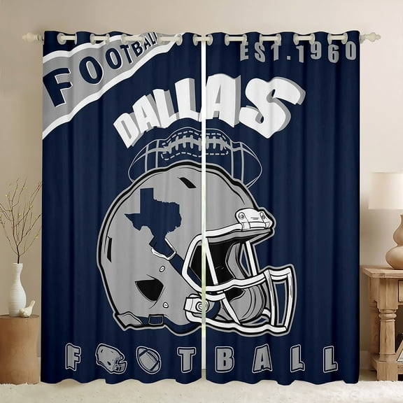 Erosebridal Football City Curtains Pack of 2 (38x54), Soccer Sport Curtains for Living Room, Navy 30%-50% Black Out Curtains, Bedroom Curtains Bedroom Decoration