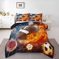 thumbnail image 1 of Erosebridal Football Comforter Set King Rugby Sports Bedding Set for Teen ,Soccer Basketball Baseball Comforter Red Blue Water Fire Lightning Quilt Duvet Insert Bedroom Decor 2 Pillow Cases, 1 of 7