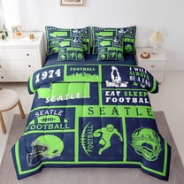 Erosebridal Football Comforter Set Twin Size,Rugby Bedding Set Teens,Sports (Comforter Fitted Flat Sheet 2 Pillowcases 2 Throw Pillow Covers) 7 Pieces Bed Set