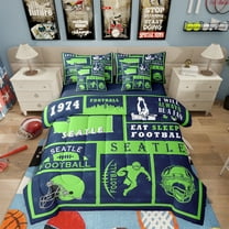 Erosebridal Football Comforter Set Twin Size,Rugby Bedding Set Teens,Sports (Comforter Fitted Flat Sheet 2 Pillowcases 2 Throw Pillow Covers) 7 Pieces Bed Set