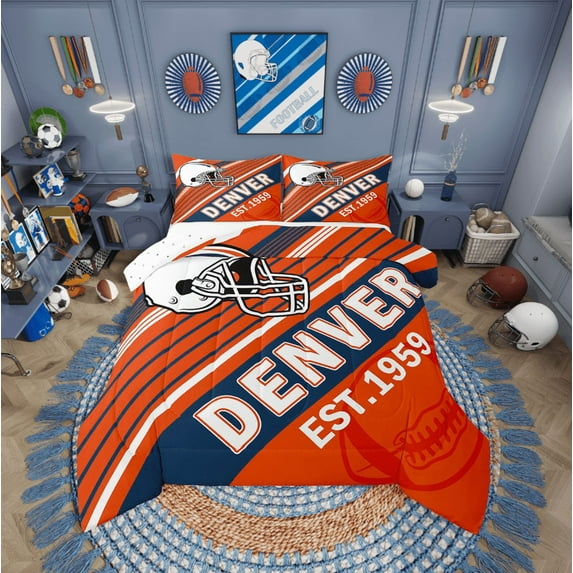 Erosebridal Football Comforter Sets,Ball Game Comforters & Duvets,Sport Decor (Denver),Reversible,Breathable,2pcs