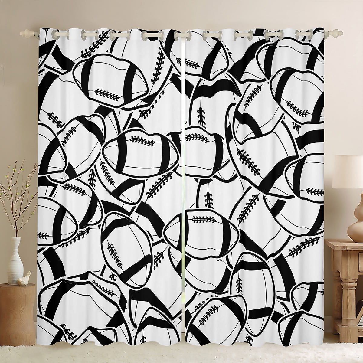 Loussiesd Football Blackout Curtains(30%-50%) Sports Darkening Window Dreapes Soccer Ball Curtain For Bedroom Adults Competitive Games Green Playground Window Treatments W52*L63 - View #11