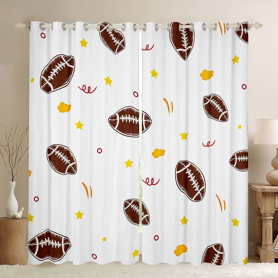Erosebridal Football Gamer Blackout Curtains Set of 2 (52x84 Each) for Kids Teens,Girls Boys Sport Theme Rugby Window Curtains,Super Cozy Room Decor