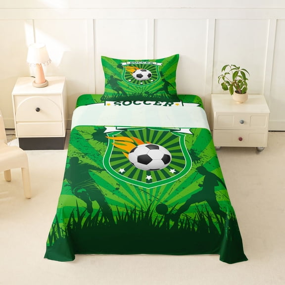 Erosebridal Football Gamer Twin Sheet Sets,Soccer Ball Sport Theme Bedding For Kids Teens 3 Pieces