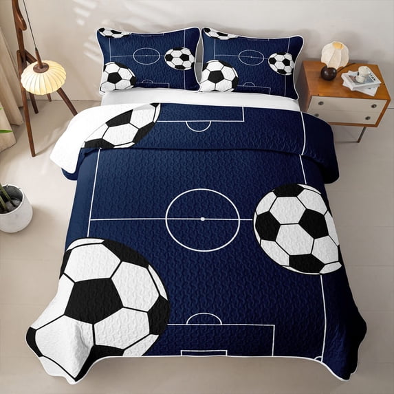 Erosebridal Football Games Twin Quilt Set For Kids,Boys Sports Theme Twin Coverlet Set,2-Piece