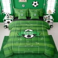 thumbnail image 1 of Erosebridal Football Goal 7pcs Bedding Comforter Set,Soccer Court Print Queen Bedding Sets For Kids Boys,Reversible Black, 1 of 7