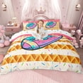 thumbnail image 1 of Erosebridal Football Ice Crem Drip Duvet Cover Set, Waffle American Flag Bedding Full, Colorful Polka Dots Reversible, 1 Duvet Cover and 2 Pillowcases (No Comforter), 1 of 5