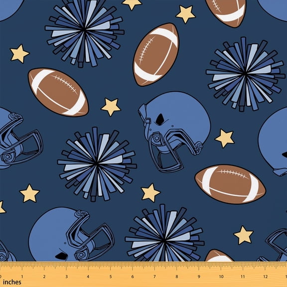 Erosebridal Football Motif Fabric by the Yard 10 Yards Sports Pattern Home Decor Fabric by the Yard, Indigo