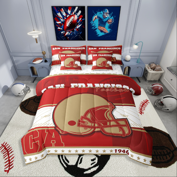 Erosebridal Football Print Bedding Sets Full Size,Ball Gaming Bed in a Bag Full size,Sport Bedroom Decor,Reversible,Breathable,7-Piece