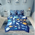 thumbnail image 1 of Erosebridal Whale Jellyfish Bedding Sets Twin Size,Marine Animal Comforter Sets with Sheets,Uderwater World Decor,Reversible,Breathable,7pcs, 1 of 6