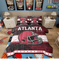 thumbnail image 1 of Erosebridal Football Soccer Bed in a Bag Twin size, Sports Theme Bed Set , Atlanta, Black Pink, Microfiber 7pcs, 1 of 5