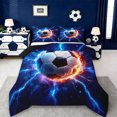 thumbnail image 1 of Erosebridal Football Soccer Pattern Queen Comforter Set,Abstract Lightning Print Bedding Comforter Set For Teens Boys,Reversible Black 3-Piece, 1 of 7