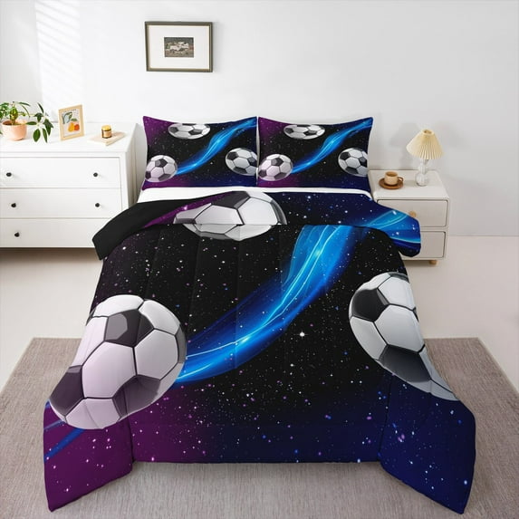 Erosebridal Football Sport Comforter Sets King Size, Soocer Comforters & Duvets,Galaxy Nebula Print Bedding King Comforter Set For Youth,Super Cozy Bedroom Decor Reversible,3pcs