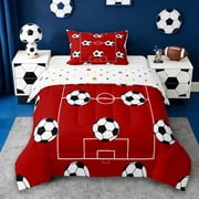 Erosebridal Football Sport Court Twin Comforter Sets,Soccer Ball Games Bedding Set For Kids Boys,Reversible 2pcs