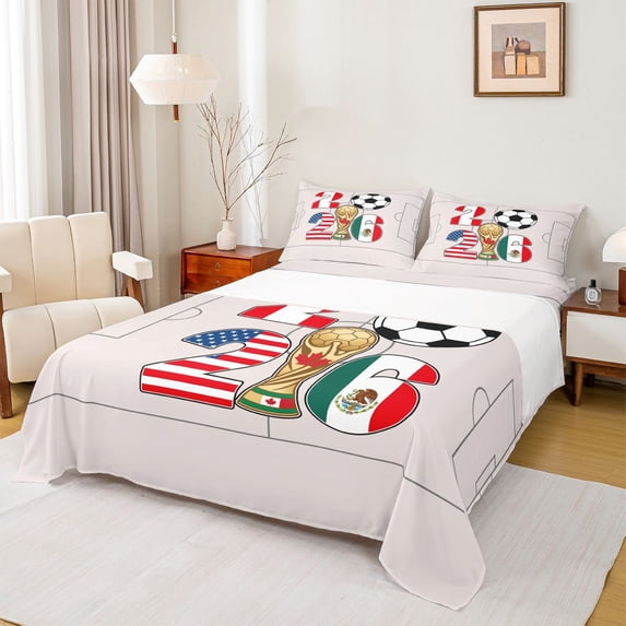 Erosebridal Football Sport Lover Bed Sheets,American Soccer Ball Games King Sheets For Kids Men 4 Pieces