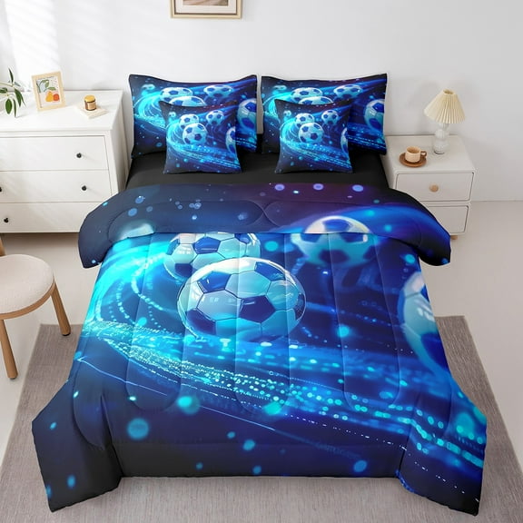 Erosebridal Football Sports Bedding Twin Size, Soccer Player Bed in a Bag Twin size, Teenager, Reversible 7-Piece