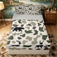 thumbnail image 1 of Erosebridal Forest Camouflage Pattern Zipper Queen Comforter Set with Fitted Sheet and 2 Pillowcases,Deer Bear Silhouette Print Zipper Bedding Set,Green Black,Grey Reversible, 1 of 6
