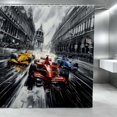 thumbnail image 1 of Erosebridal Formula Car Shower Curtain 72Wx72L, Race Track Bathroom Curtain, Black White Track, 1 of 5
