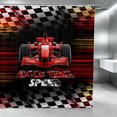 thumbnail image 1 of Erosebridal Formula Car Shower Curtain 72Wx72L, Race Track Bathroom Curtain, Red RACE TIME, 1 of 5