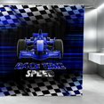 thumbnail image 1 of Erosebridal Formula Car Shower Curtain 72Wx84L, Race Track Bathroom Shower Curtain, Blue RACE TIME, 1 of 5