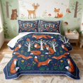 thumbnail image 1 of Erosebridal Fox Quilt King for Boys Girls, Navy Folk King Coverlet Set, 3-Piece 1 Bedspread and 2 Pillowcases, 1 of 7
