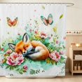 thumbnail image 1 of Erosebridal Fox Shower Curtain 72Wx78L for Girls, Peony Garden Waterproof Bath Curtain, 1 of 5